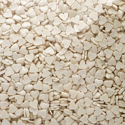 Посыпка "Сердечки мини" Белые перламутровые 50 гр